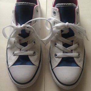 New Converse All Star Shoes Big Kid 3 White Low Top Double Tongue
